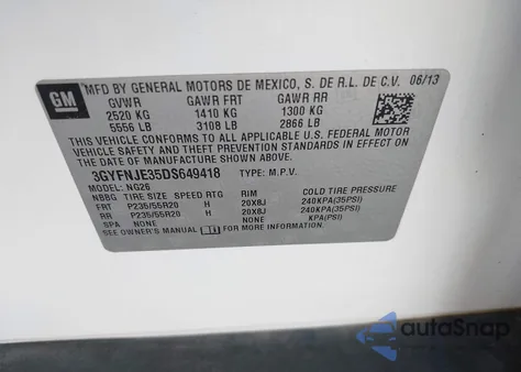 2013 Cadillac Srx Premium Collection из США, поврежденный, VIN 3GYFNJE35DS649418